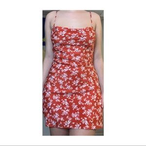 red floral dress